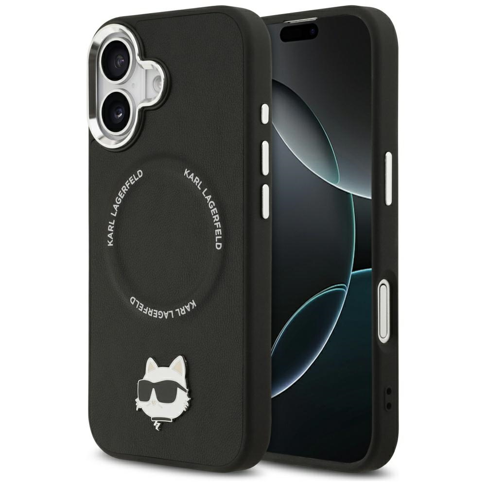 Karl Lagerfeld Choupette Pin MagSafe Suojakuori iPhone 17:lle - Musta