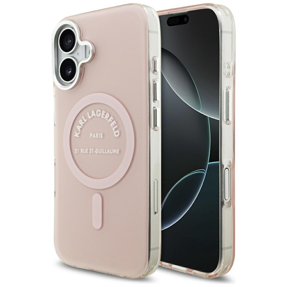 Karl Lagerfeld IML Karl RSG Logo MagSafe Suojakuori iPhone 17:lle - Vaaleanpunainen