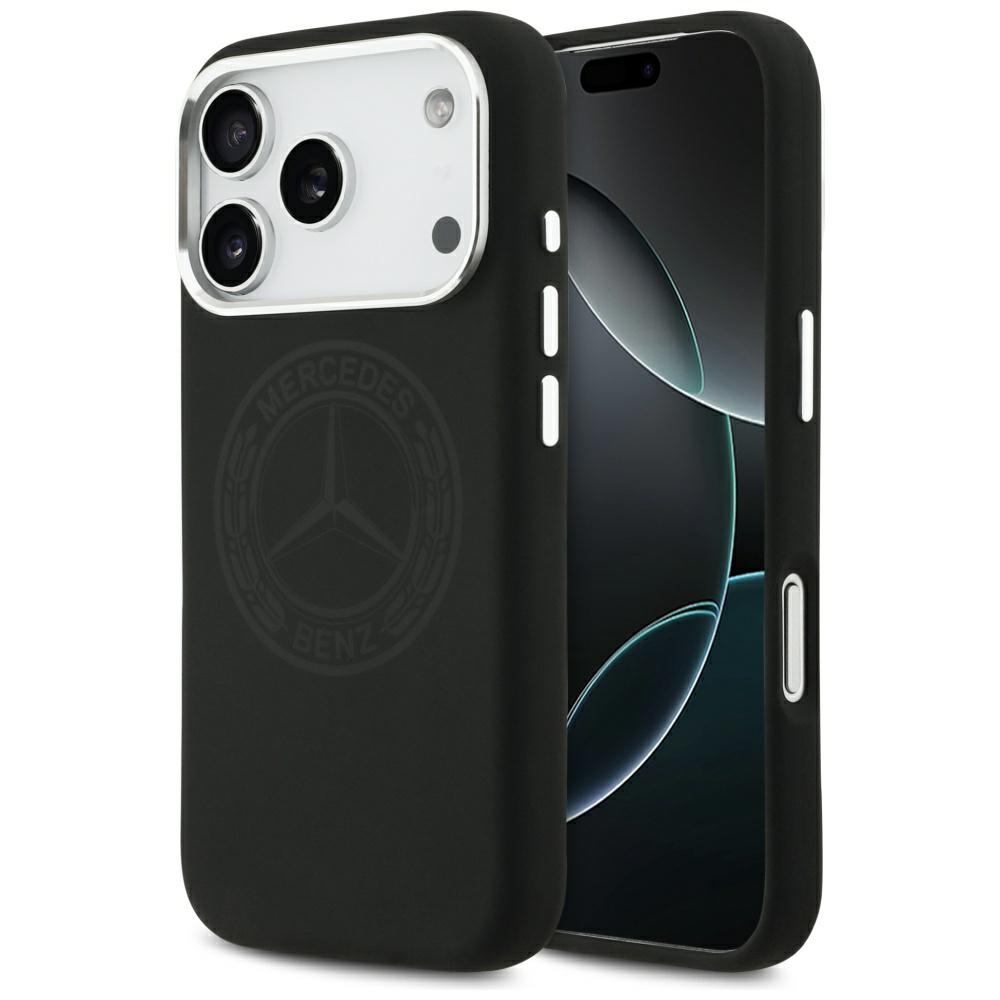 Mercedes Silicone Vintage Logo MagSafe suojakuori iPhone 17 Pro:lle - musta