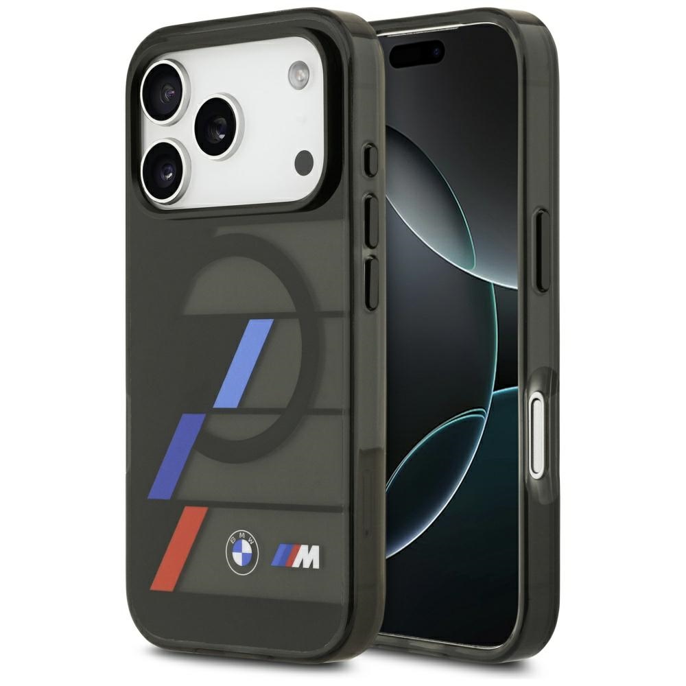 BMW M IML Metal Buttons Tricolor Lines MagSafe Suojakuori iPhone 17 Pro:lle - musta
