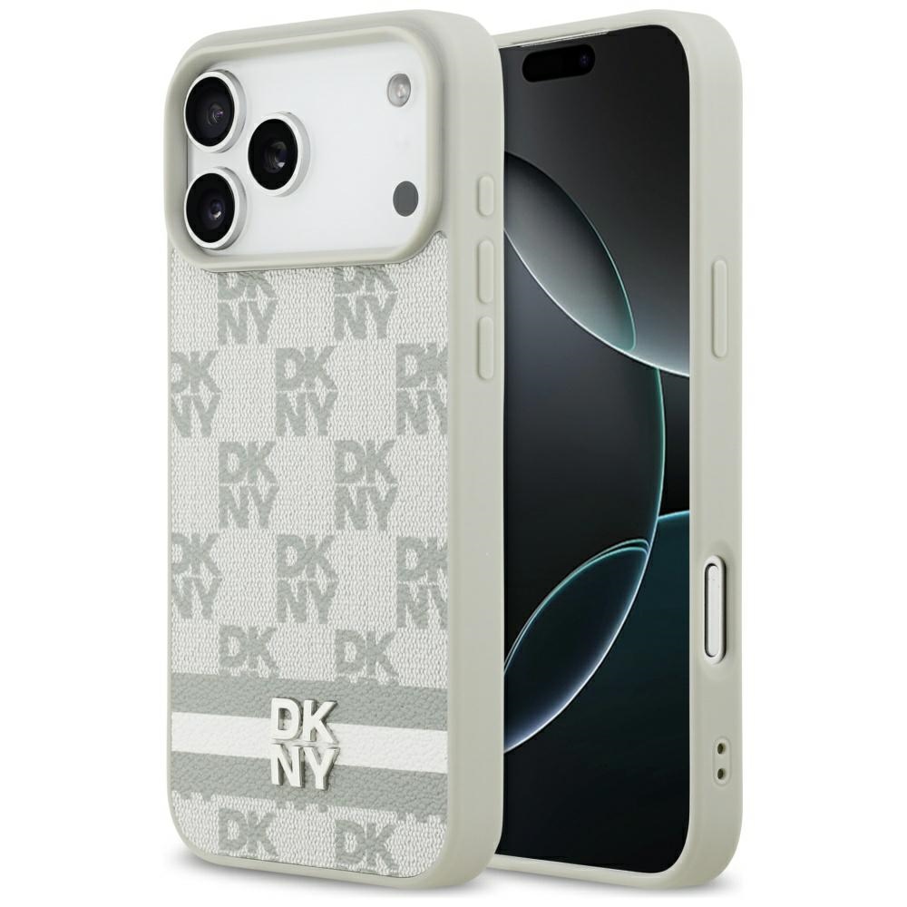 DKNY Checkered with Printed Stripes suojakuori iPhone 17 Pro Max:lle - beige