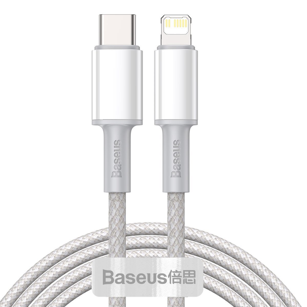 USB-C - Lightning Baseus High Density Braided kaapeli, 20W, PD, 2m (valkoinen)