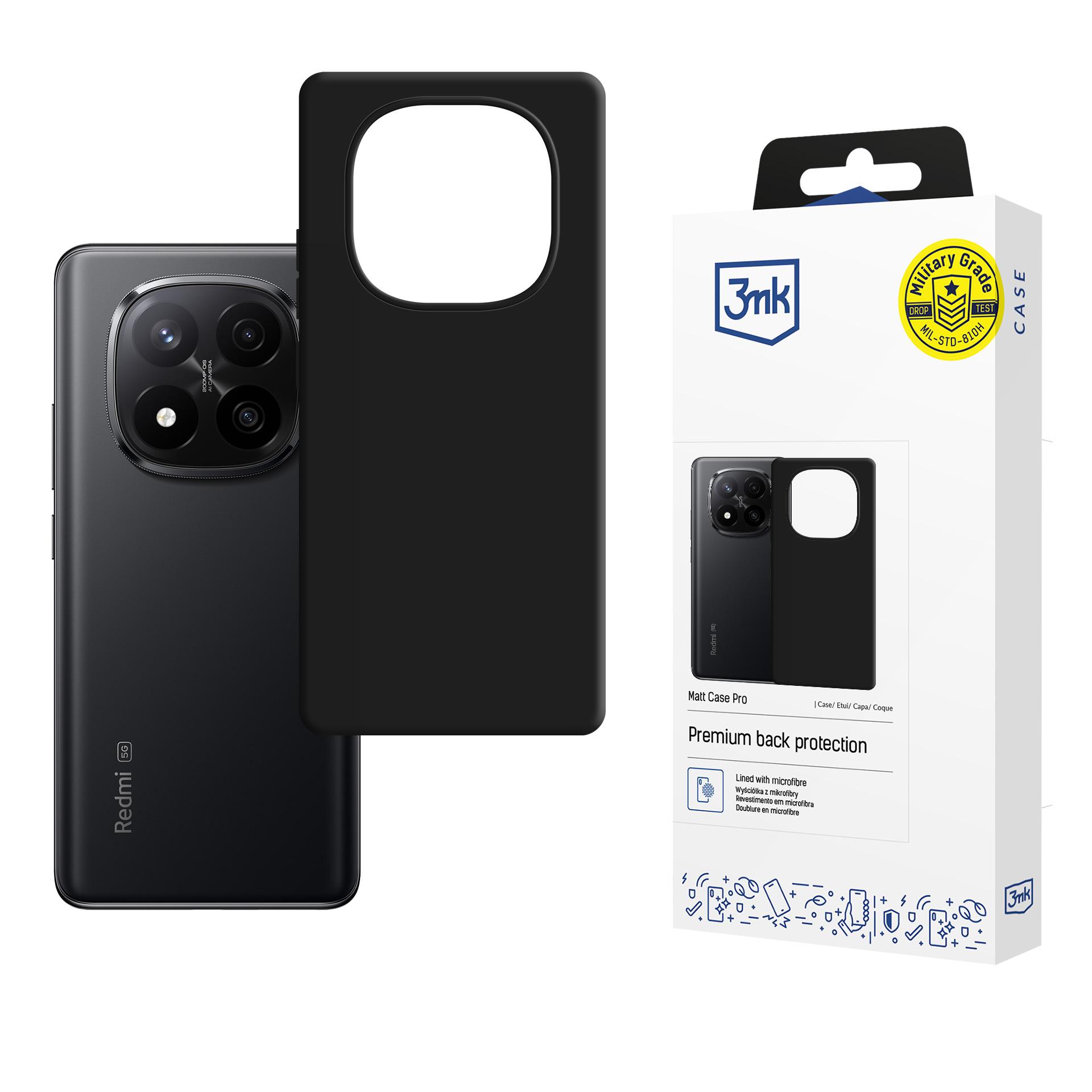 3mk Matt Case Pro Xiaomi Redmi Note 15 Pro+ 5G:lle - matta musta