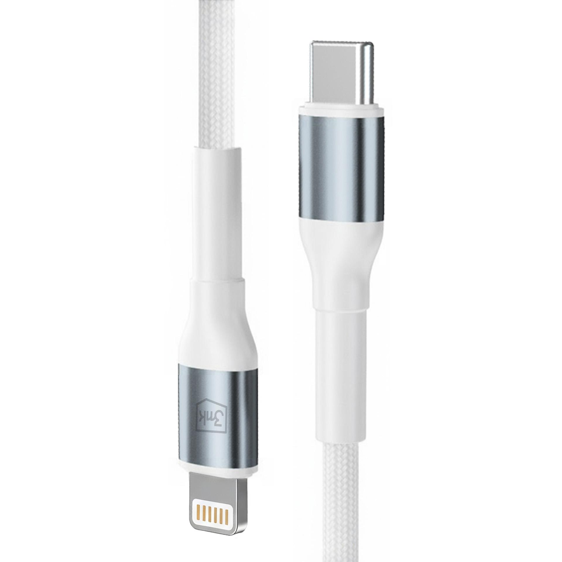 3mk Hyper Cable N-SERIES USB-C / Lightning 1m 9V/2A 20W - valkoinen