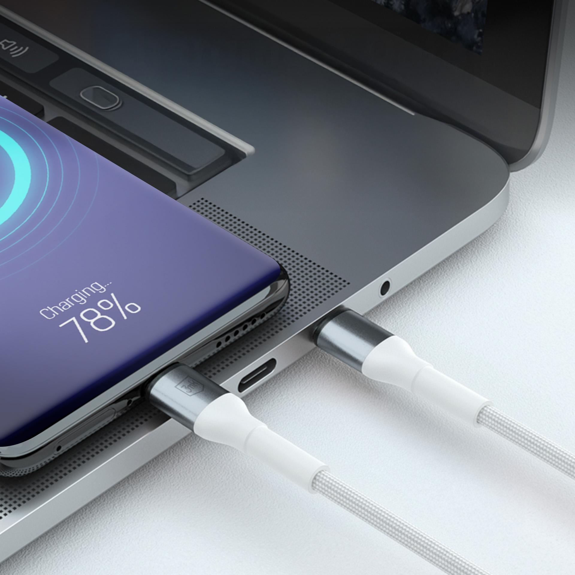 3mk Hyper Cable N-SERIES USB-A / USB-C 1m 9V/2A 18W - valkoinen