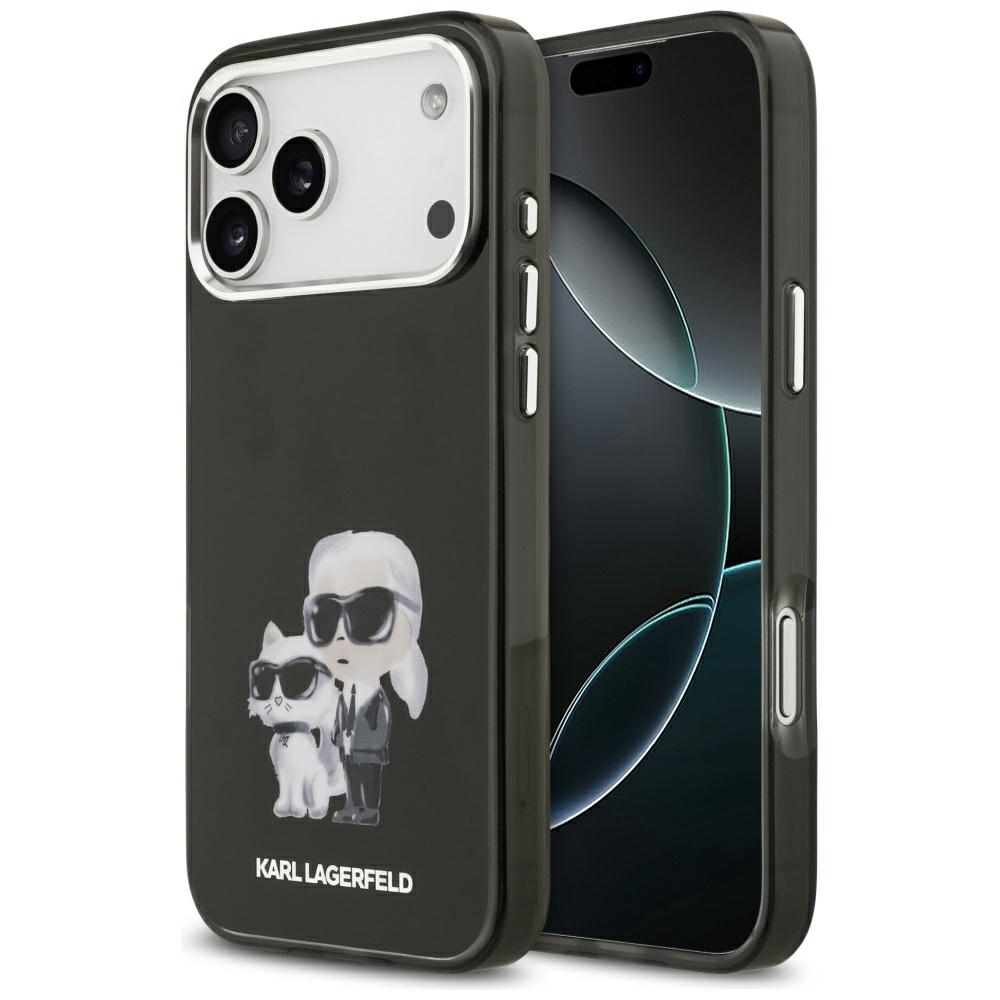 Karl Lagerfeld IML Aquarelle Karl & Choupette & Logo MagSafe Suojakuori iPhone 17 Pro:lle - musta