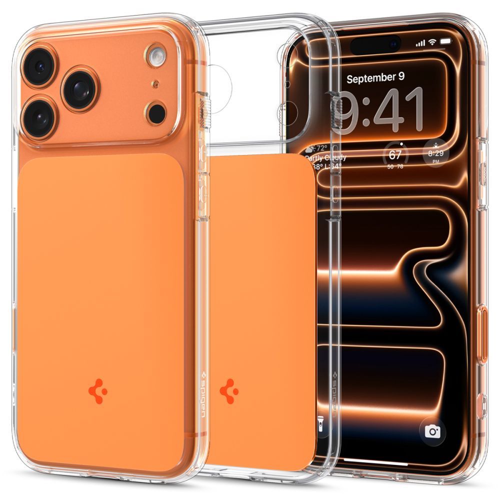 Spigen Thin Fit MagSafe Suojakuori iPhone 17 Pro:lle - Läpinäkyvä Oranssi