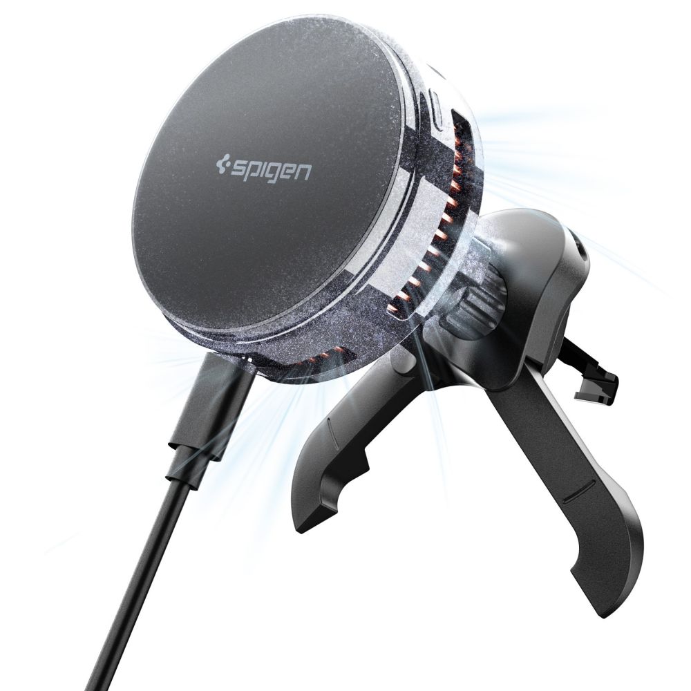 Spigen Essential EV25MFAQ Magneettinen MagSafe Auton Ilmaventtiilikiinnike - Musta