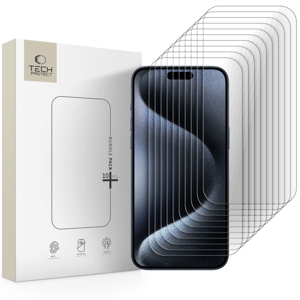 Tech-Protect Karkaistu lasi 10-pack iPhone 15 Pro Max:lle