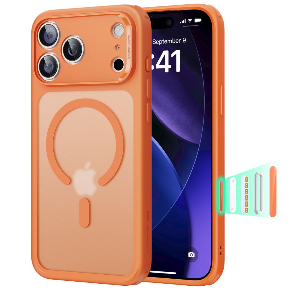 ESR Classic Hybrid MagSafe Suojakuori iPhone 17 Pro Maxille - Kirkas Oranssi