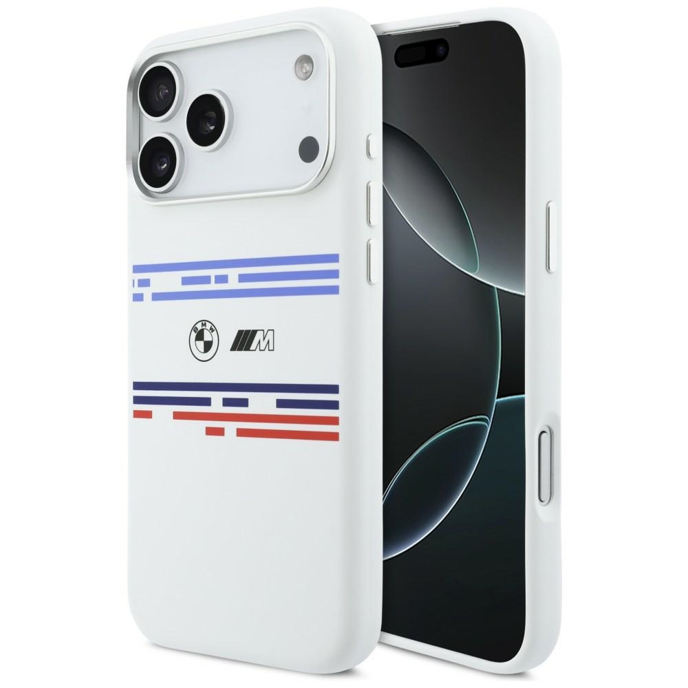 BMW M Silicon Horizontal Line MagSafe Suojakuori iPhone 17 Pro Maxille - Valkoinen
