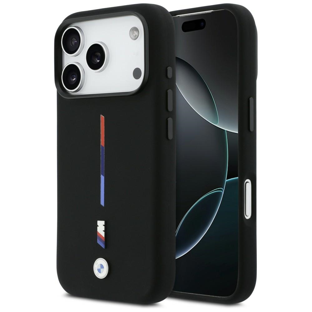 BMW M Silicon Tricolor Line MagSafe Suojakuori iPhone 17 Pro - musta