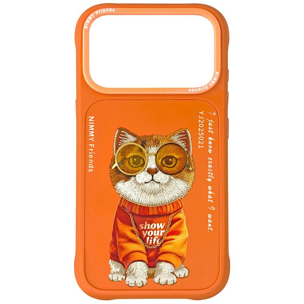 Nimmy Glasses Cool Cat Suojakuori iPhone 17 Prolle - Oranssi