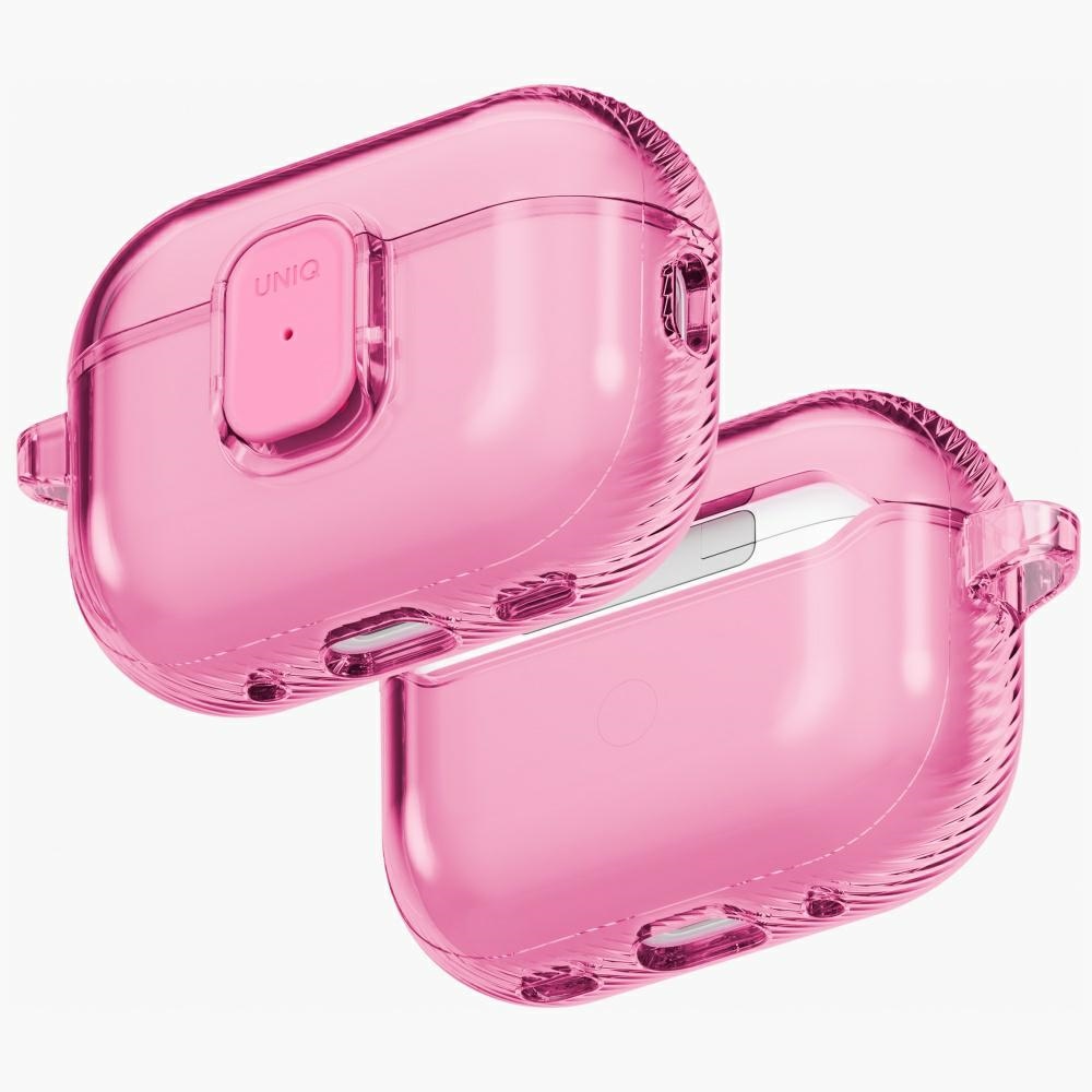 Uniq Glase Pro Suojakuori AirPods Pro 3:lle lukitussuojakuori - läpinäkyvä vaaleanpunainen
