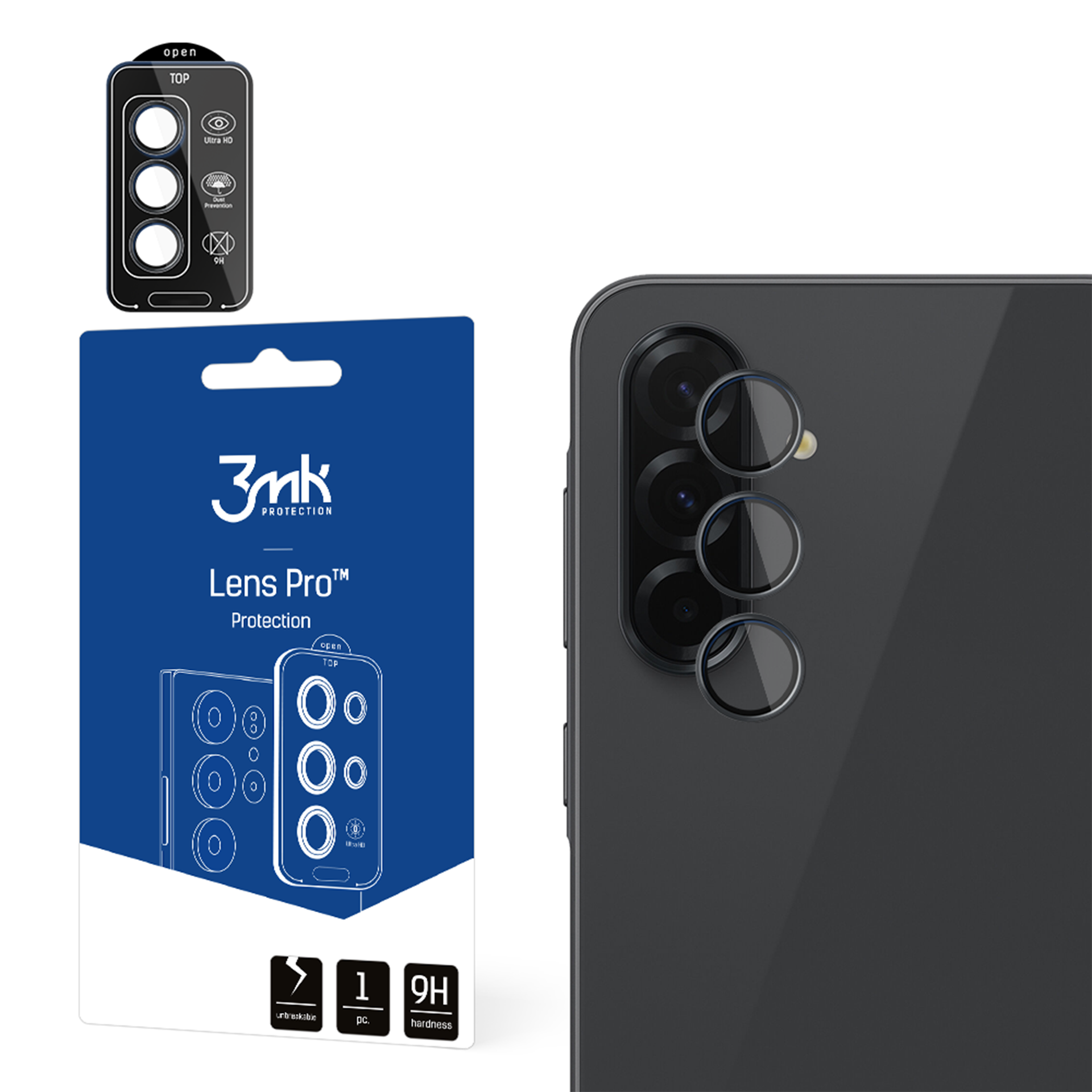 3mk Lens Protection Pro Musta Hybridilasi kameran linsseille Samsung Galaxy A37 / A57 5G:lle