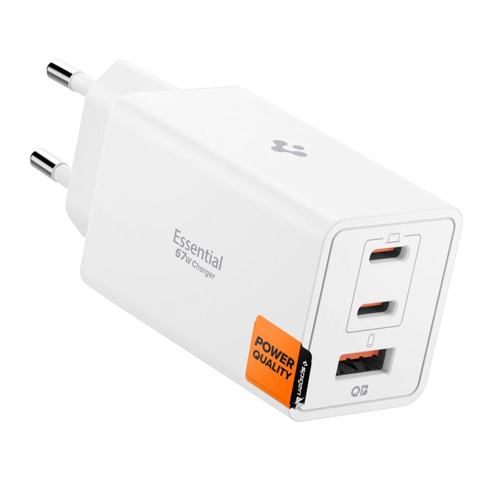 Spigen Essential EE673EU 67 W seinälaturi 3 liitännällä, valkoinen