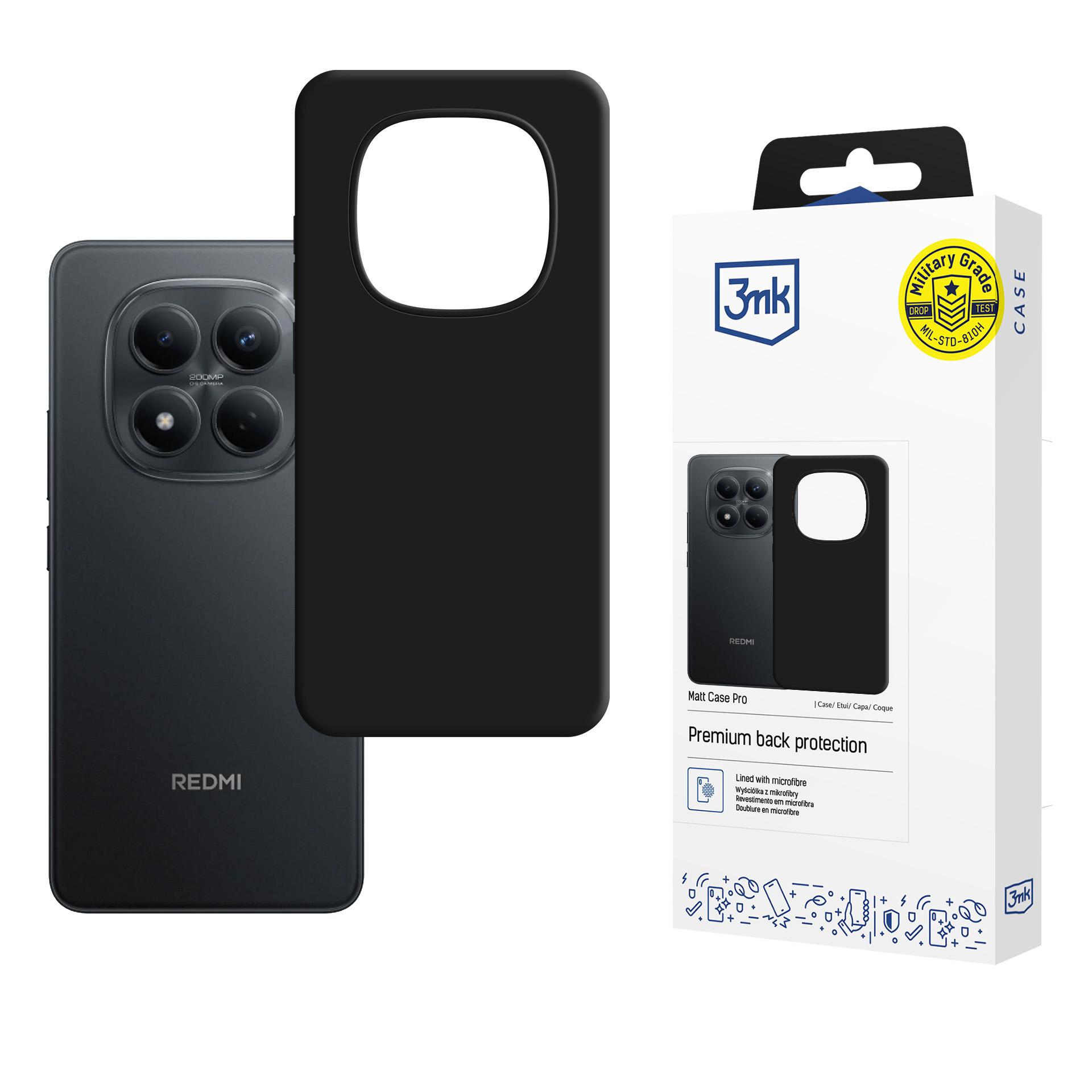 3mk Matt Case Pro -suojakuori Xiaomi Redmi Note 15 Pro 4G:lle, mattamusta