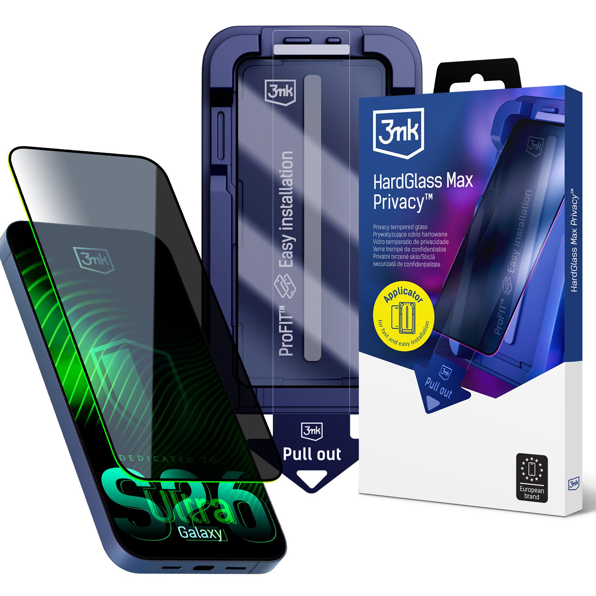 9H-panssarilasi yksityisyyssuodattimella 3mk HardGlass Max Privacy Samsung Galaxy S26 Ultra -puhelimelle