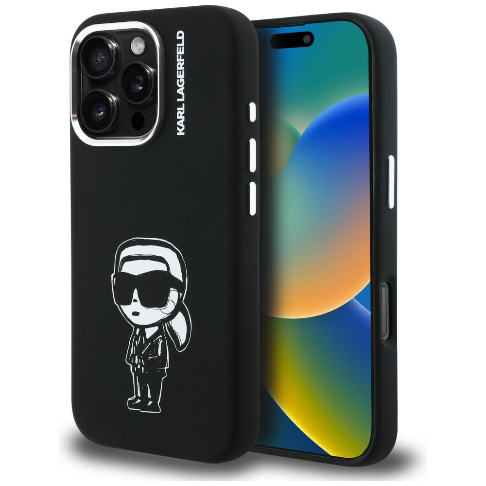 Karl Lagerfeld Silikoninen Karl Sketch MagSafe Suojakuori iPhone 16 Pro Max:lle - Musta