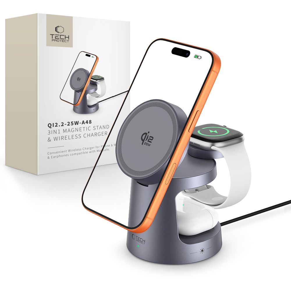Tech-Protect QI2.2-25W-A48 3in1 Magnetic Wireless Charger - Navy Blue
