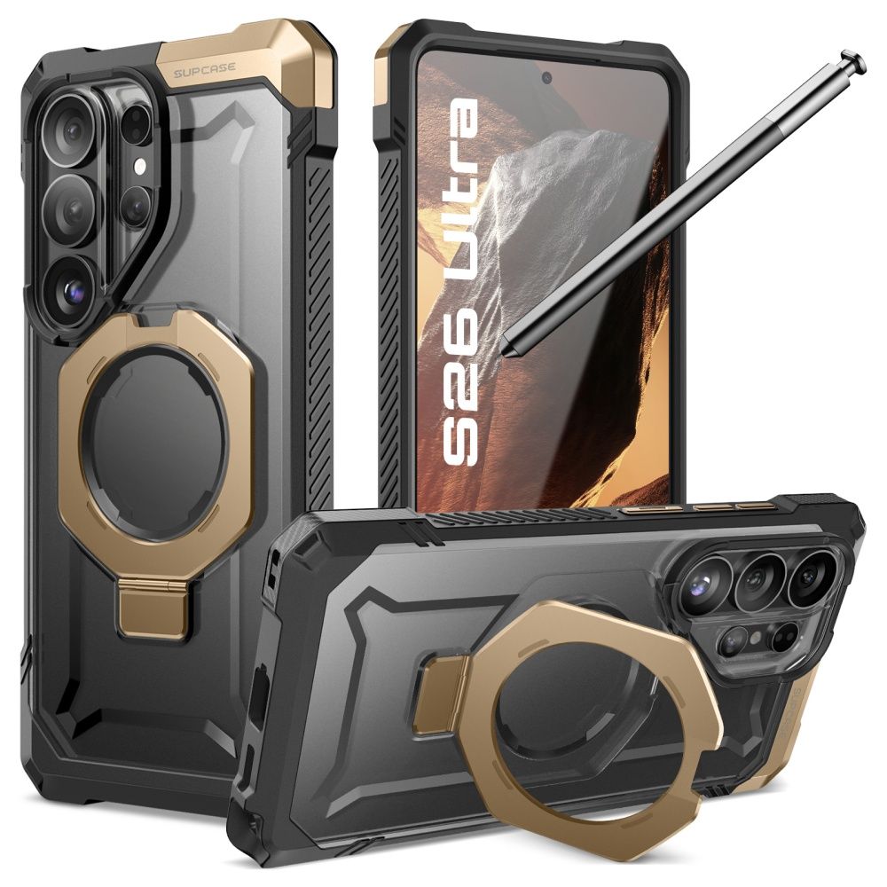 Supcase UB Grip Mag MagSafe Suojakuori Samsung Galaxy S26 Ultralle - Musta ja ruskea