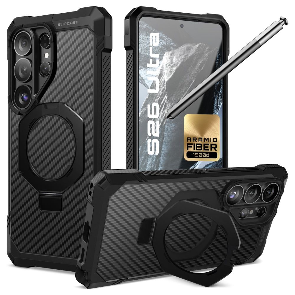 Supcase UB Grip Mag MagSafe Suojakuori Samsung Galaxy S26 Ultralle - Musta
