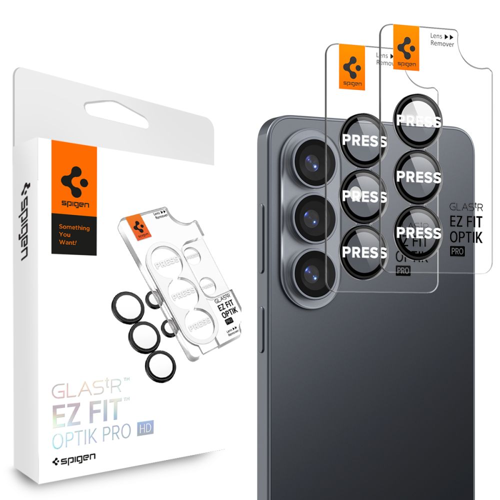 Spigen Glas.Tr Ez Fit Optik Pro HD kameransuoja 2-pack Samsung Galaxy S26:lle - musta