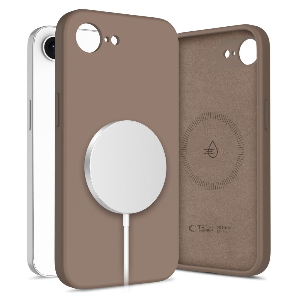 Tech-Protect Silicone MagSafe suojakuori iPhone 16e / 17e:lle ruskea
