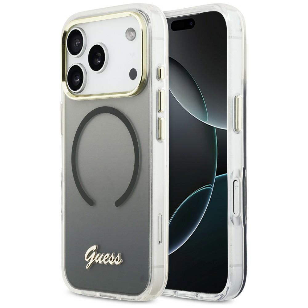 Guess IML Gradient Script Metal MagSafe Suojakuori iPhone 17 Pro Max:lle - Musta