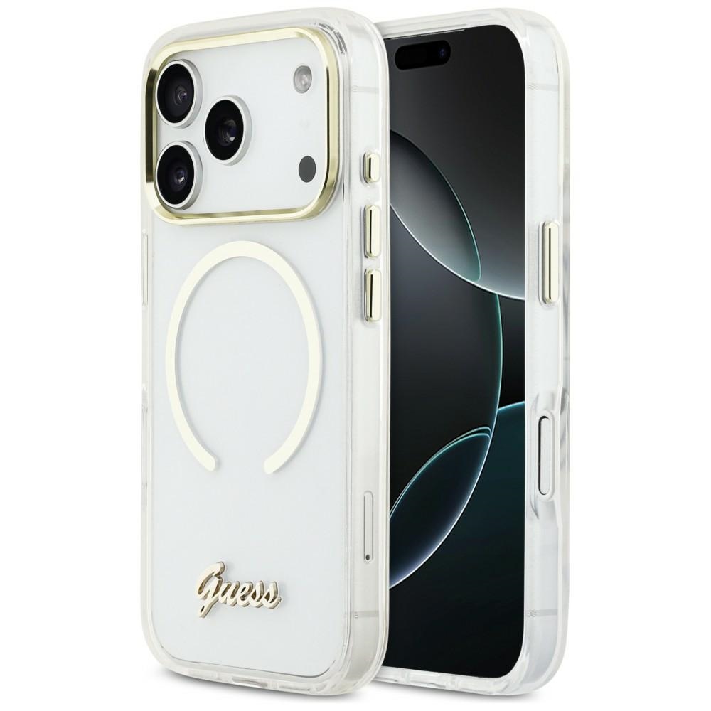 Guess IML Script Metal MagSafe Suojakuori iPhone 17 Pro:lle - Kirkas