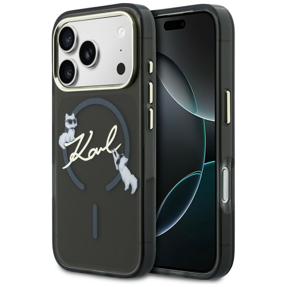 Karl Lagerfeld IML Choupettes Karl Script Logo MagSafe Suojakuori iPhone 17 Pro:lle - Musta