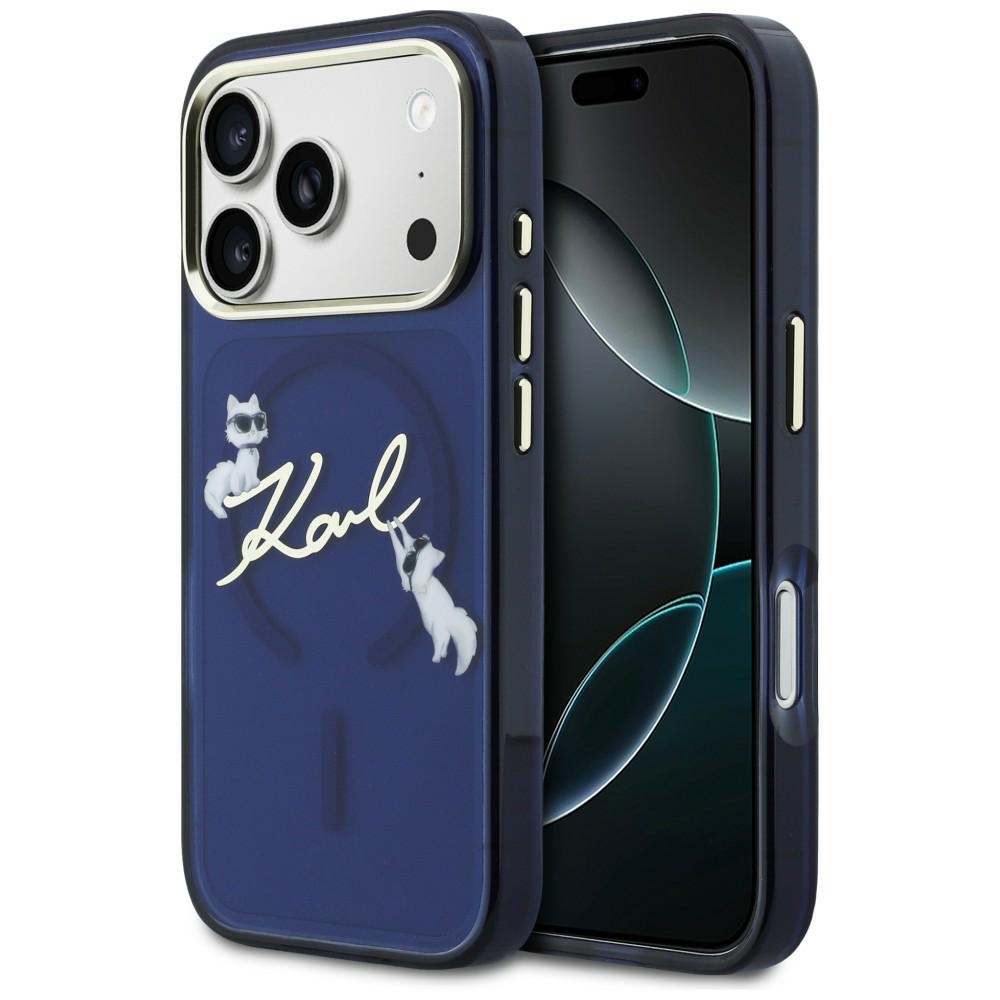 Karl Lagerfeld IML Choupettes Karl Script Logo MagSafe Suojakuori iPhone 17 Pro Max:lle - Sininen