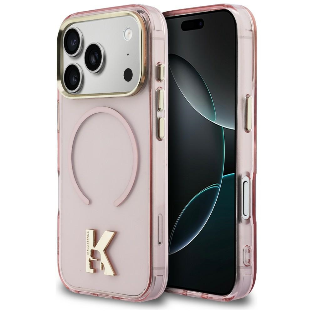 Karl Lagerfeld IML K Head Logo MagSafe -suojakuori iPhone 17 Pro:lle vaaleanpunainen