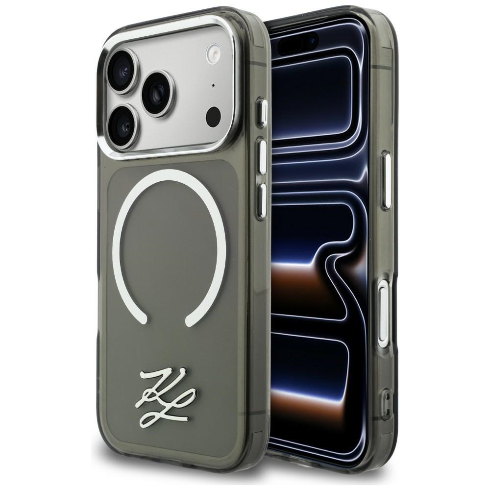 Karl Lagerfeld IML KL Script Logo MagSafe Suojakuori iPhone 17 Prolle - Musta