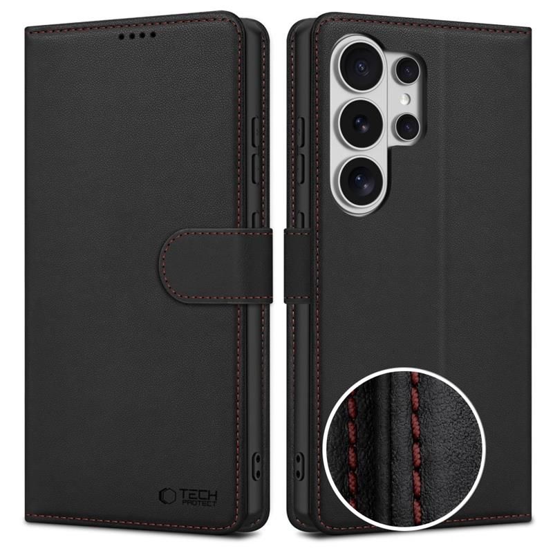 Tech-Protect Wallet -suojakuori Samsung Galaxy S26 Ultra:lle musta ja punainen
