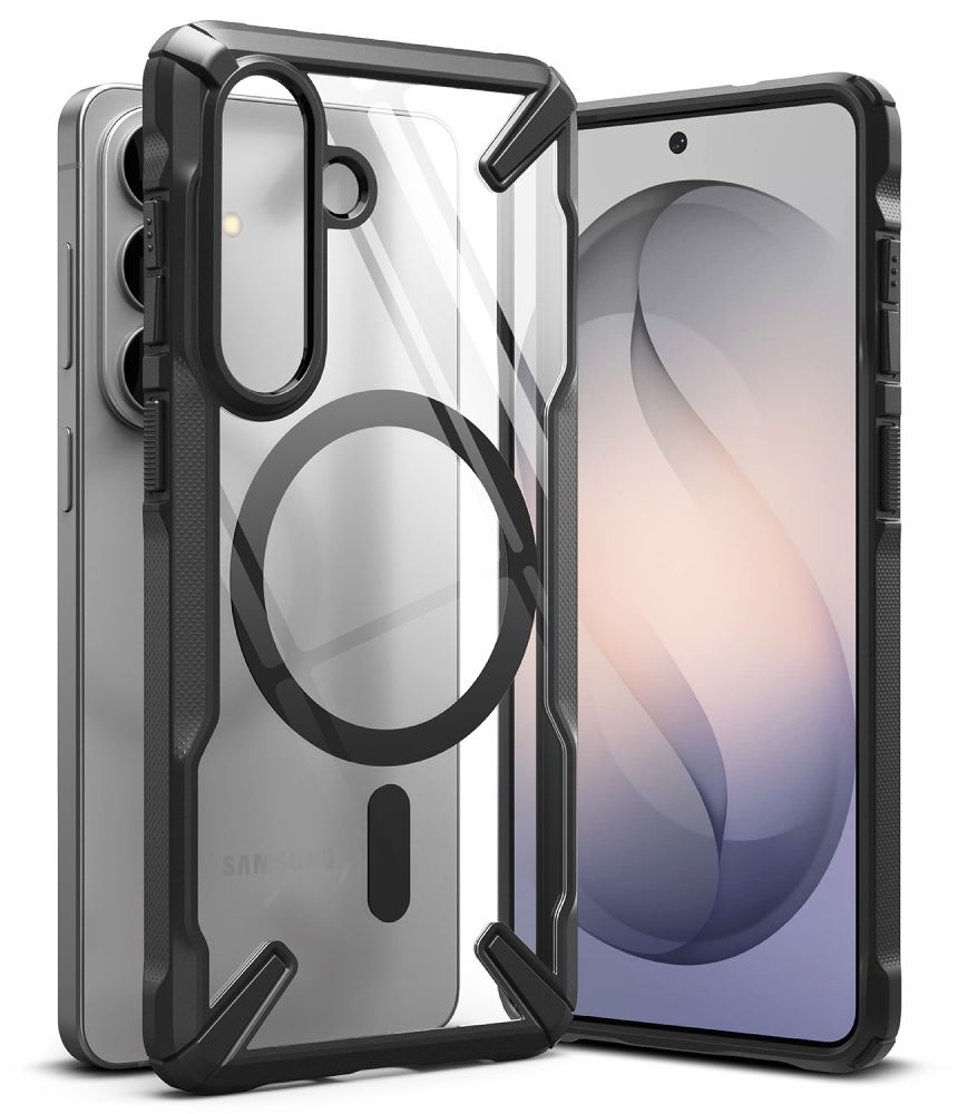 Ringke Fusion X Magneettinen MagSafe Suojakuori Samsung Galaxy S26:lle - Läpinäkyvä musta