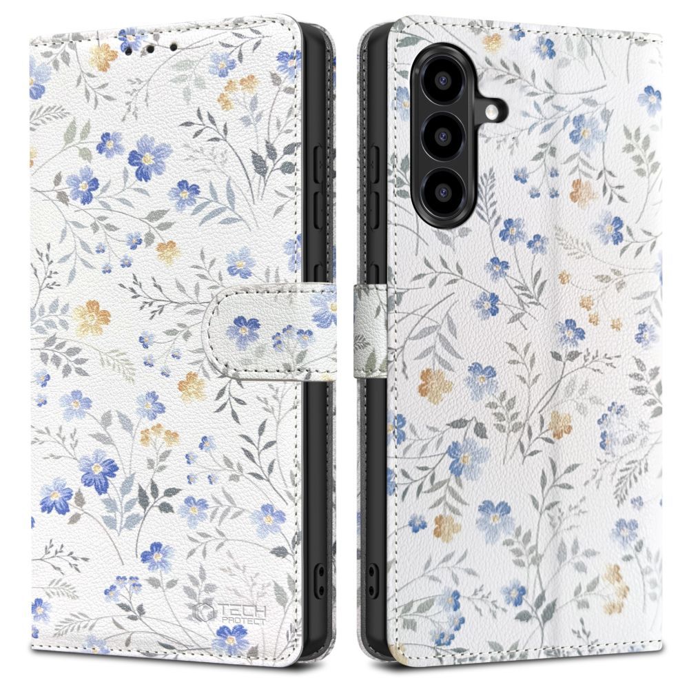 Tech-Protect Wallet -suojakuori Samsung Galaxy A57 5G:lle värikäs kukkakuvio