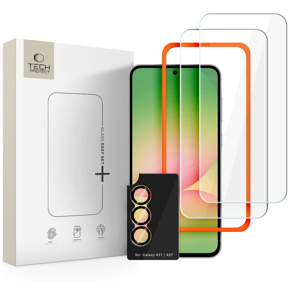 Tech-Protect Easy Set+ 3 kpl karkaistu lasi Samsung Galaxy A57 5G:lle