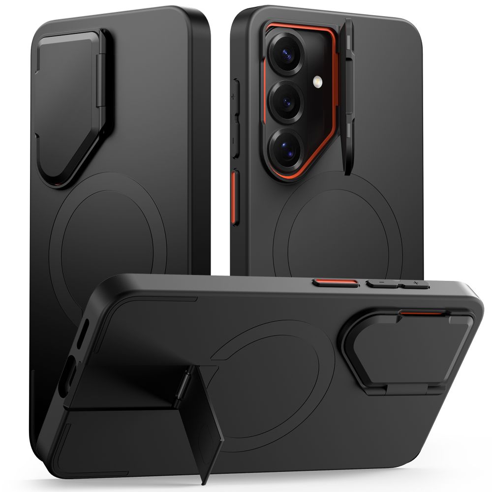 Tech-Protect Kevlar Aura MagSafe Suojakuori Samsung Galaxy S26:lle - musta ja oranssi