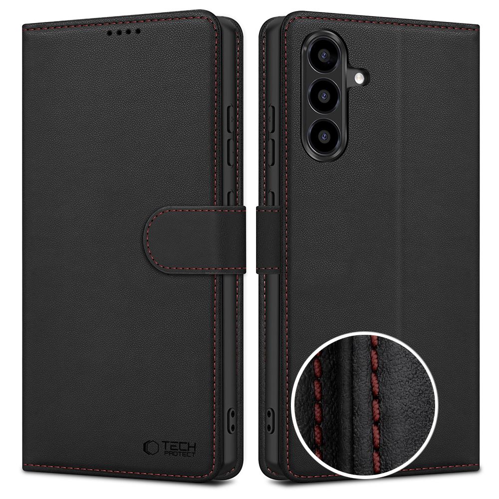 Tech-Protect Wallet suojakuori Samsung Galaxy A57 5G:lle musta ja punainen