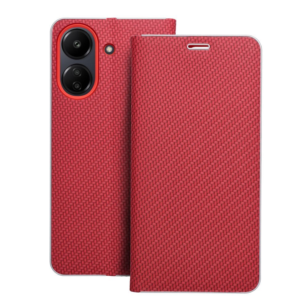 Läppäsuojakuori Xiaomi Redmi 13C / Poco C65:lle Luna Book Carbon punainen