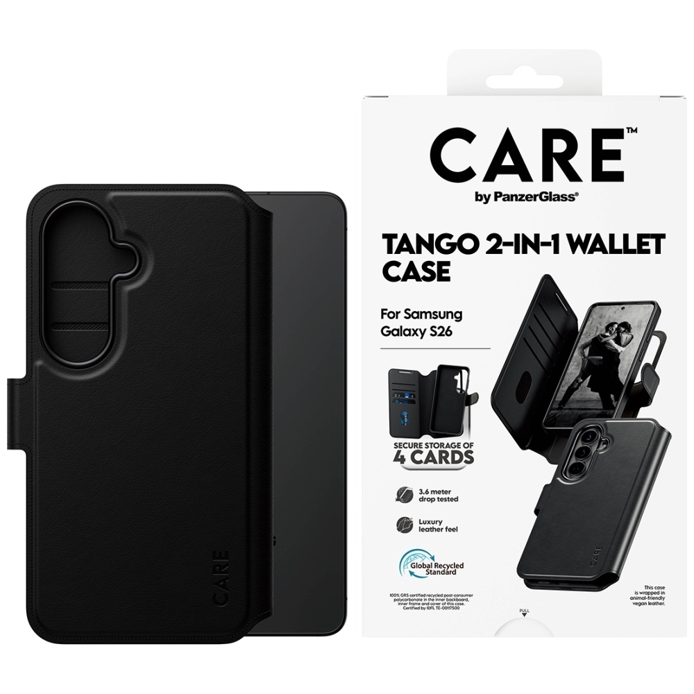 CARE by PanzerGlass Tango 2-in-1 lompakkosuojakuori Samsung Galaxy S26 musta