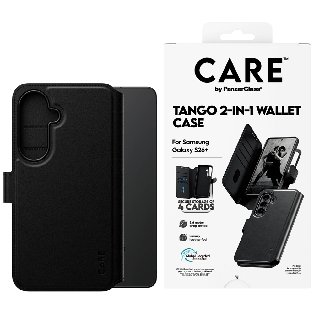 CARE by PanzerGlass Tango 2-in-1 lompakkosuojakuori Samsung Galaxy S26+ musta