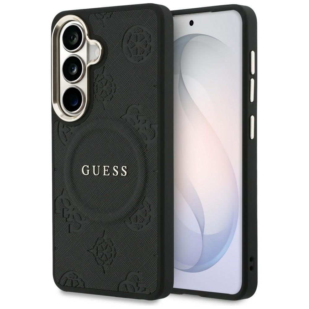 Guess Suojakuori Saffiano Peony Embossed Ring MagSafe Samsung Galaxy S26:lle musta