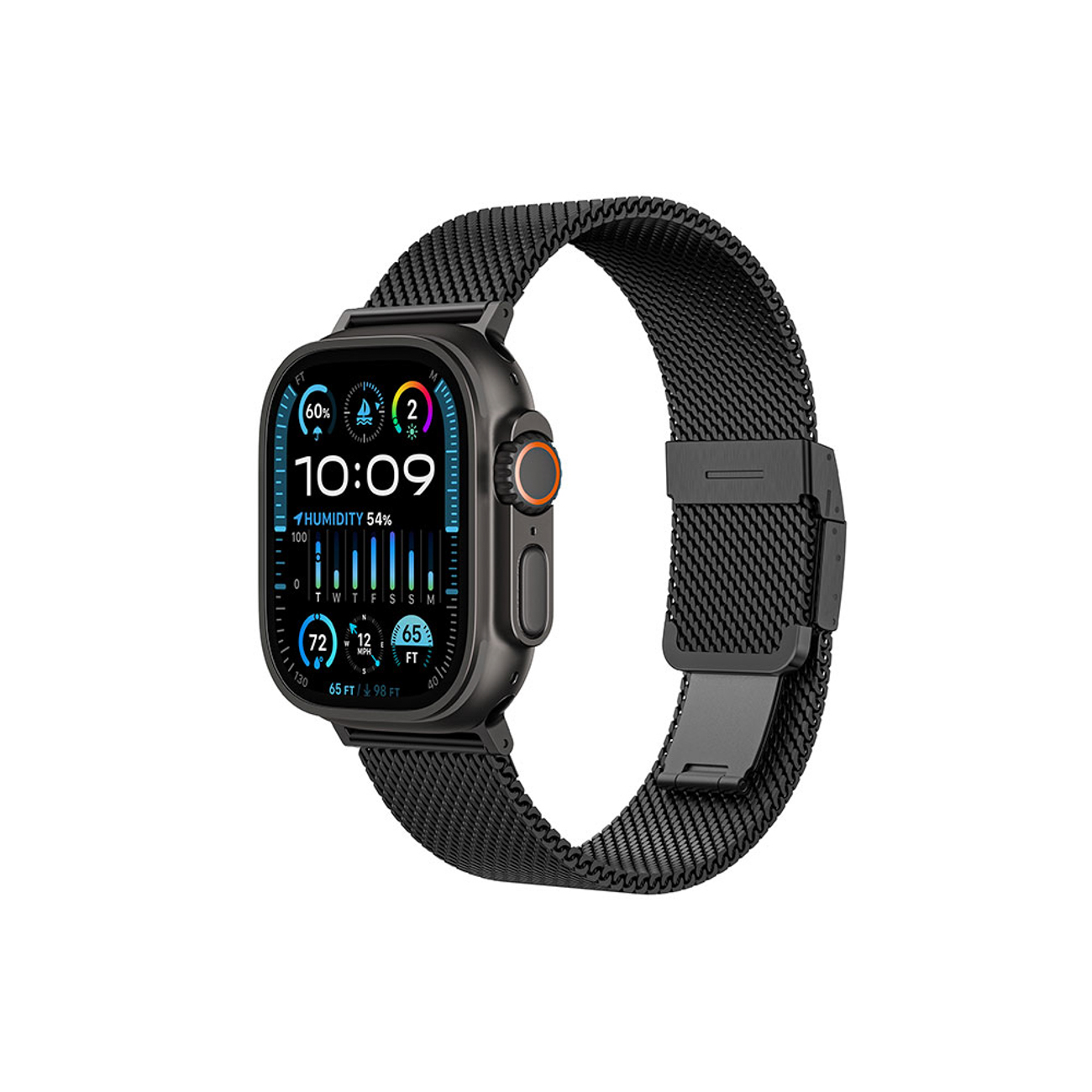 AmazingThing Titan Premium -metallihihna Apple Watch 38/40/41/42/44/45/46/49mm:lle, musta