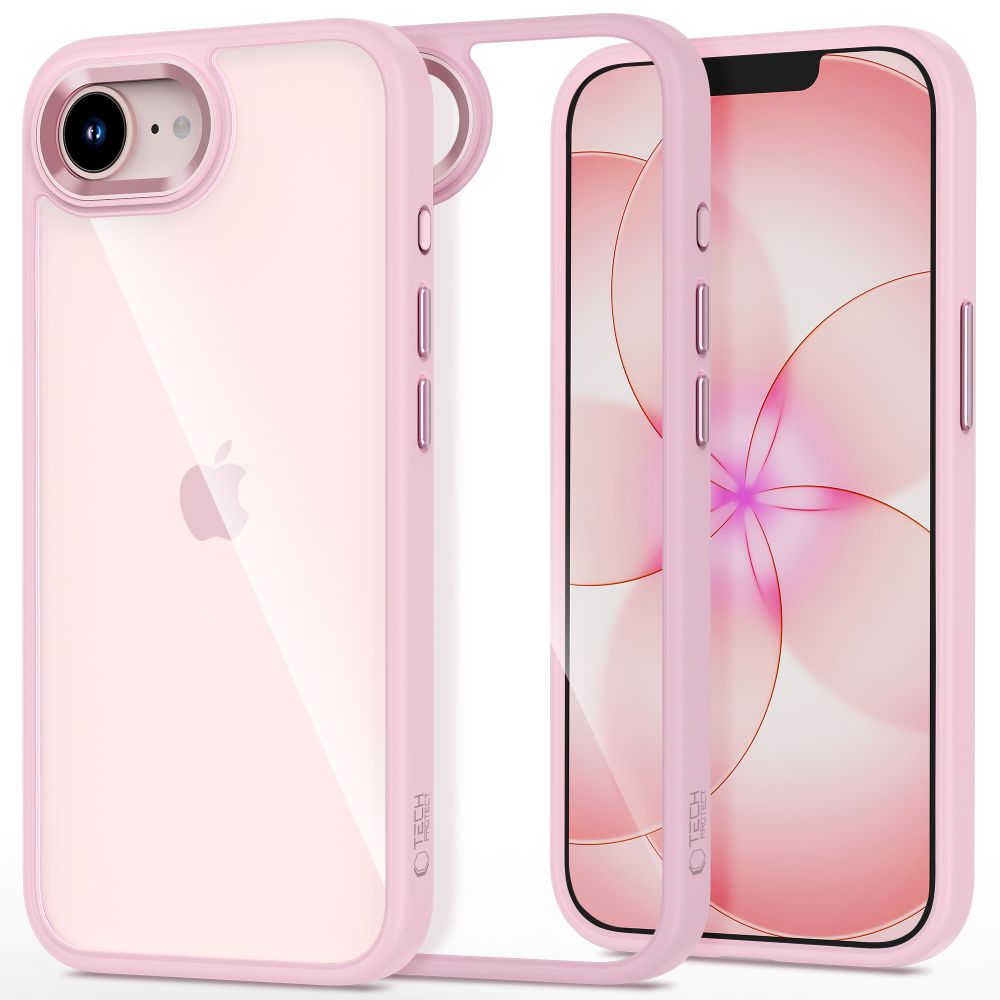 Tech-Protect Magmat -suojakuori iPhone 16e / 17e:lle - läpinäkyvä vaaleanpunainen