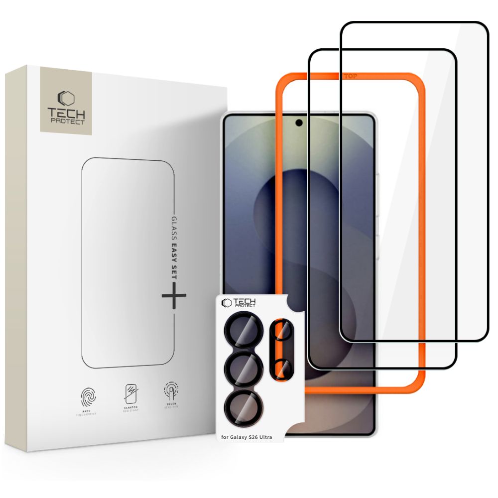 Tech-Protect Easy Set+ 3 kpl panssarilasi Samsung Galaxy S26 Ultralle - musta