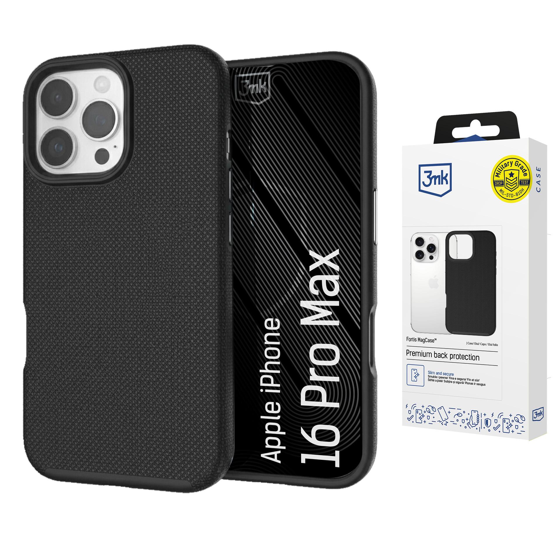 3mk Fortis MagCase -suojakuori iPhone 16 Pro Max:lle - musta