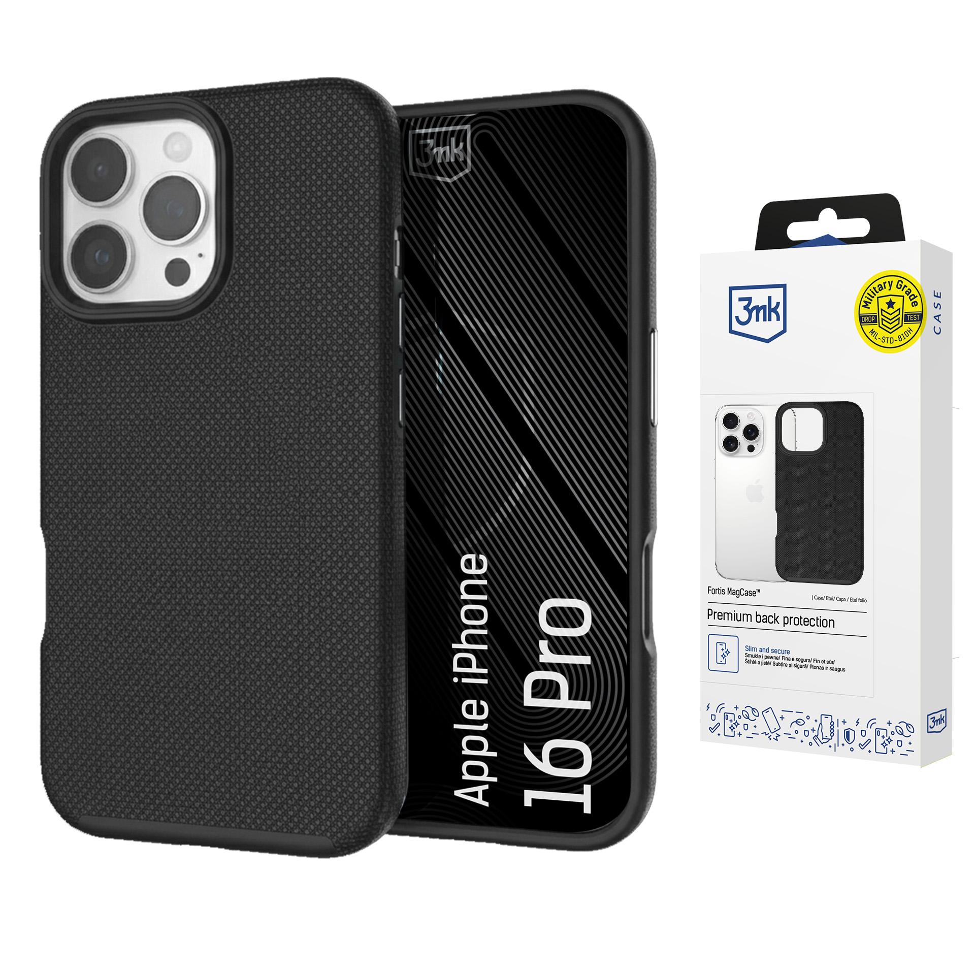 3mk Fortis MagCase -suojakuori iPhone 16 Pro:lle - musta