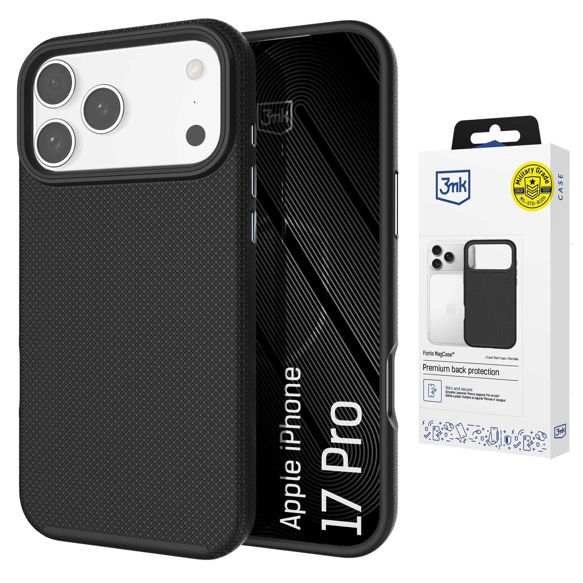 3mk Fortis MagCase -suojakuori iPhone 17 Pro:lle - musta